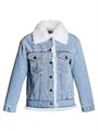 Женская джинсовая куртка с подкладкой из полиэстера и отделкой из меха ламы Калган, Maximilian 11023080