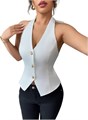 Женский топ без рукавов SweatyRocks с завязками на спине и V-образным вырезом, идеальный для жаркого лета 11275203
