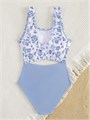 Детский купальник Verdusa с цветочным узором и контрастными вставками без рукавов 11262935