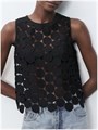Молодежный топ Floerns без рукавов с круглым вырезом и прозрачными вставками для повседневной носки 11271628