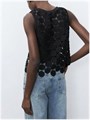 Молодежный топ Floerns без рукавов с круглым вырезом и прозрачными вставками для повседневной носки 11271628