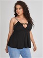 Молодёжный топ-майка предельно больших размеров Milumia с V-образным вырезом, перекрестными бретелями и рюшами 11314189