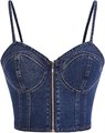 Стильный и удобный короткий джинсовый топ-бюстье Milumia с застежкой на молнии и бретелями 11283003