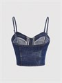 Стильный и удобный короткий джинсовый топ-бюстье Milumia с застежкой на молнии и бретелями 11283003