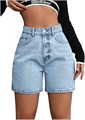 Молодёжные джинсовые шорты Floerns с высокой талией, прямыми штанинами и карманами, летние 11287464