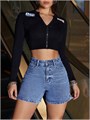Молодёжные джинсовые шорты Floerns с высокой талией, прямыми штанинами и карманами, летние 11287464