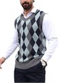 Мужской тёплый осенний трикотажный жилет Soly Hux в клетку с V-образным вырезом 11289948