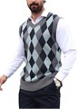 Мужской тёплый осенний трикотажный жилет Soly Hux в клетку с V-образным вырезом 11289948