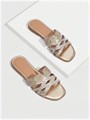 Женские летние блестящие плоские сандалии GORGLITTER 2025 с перекрестным ремешком и открытым носом 11294894
