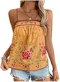 Женская летняя блуза SweatyRocks с цветочным принтом и рюшами на тонких бретелях, удобная и легкая 11289291