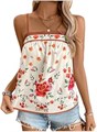 Женская летняя блуза SweatyRocks с цветочным принтом и рюшами на тонких бретелях, удобная и легкая 11289291