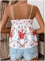 Женская летняя блуза SweatyRocks с цветочным принтом и рюшами на тонких бретелях, удобная и легкая 11289291