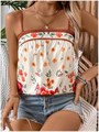 Женская летняя блуза SweatyRocks с цветочным принтом и рюшами на тонких бретелях, удобная и легкая 11289291