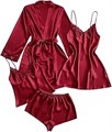 Женский сексуальный атласный комплект пижам Milumia из 4-х предметов с халатом, камми, шортами и платьем 11309097