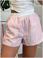 Шорты Floerns для полных женщин с эластичной талией, полосатым узором и передней пуговицей 11279493