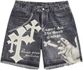 Мужские джинсовые шорты Gorglitter Y2k с графическим принтом, в стиле гранж, прямого кроя с многофункциональными карманами 11299643