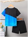 Летний молодежный комплект одежды для мальчиков от Soly Hux: футболка с короткими рукавами и шорты с графическим рисунком 11297918