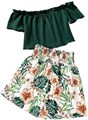 Летний комплект для девочек SOLY HUX из 2 предметов: футболка с цветочным принтом и шорты, 95% полиэстер 11301609
