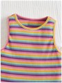 Детская майка Floerns с полосками и рифлёной текстурой, кружевной отделкой и круглым вырезом 11289129