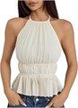 Трендовый халтер-топ Milumia с рюшами и завязками на спине, 100% полиэстер 11289505