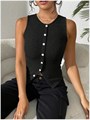 Модный летний женский топ Gorglitter из рибаны с пуговицами, без рукавов, облегающая майка 2025 11272056