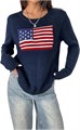 Женский акриловый джемпер лонгслив с круглым вырезом и американским флагом от GORGLITTER 11271105