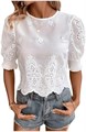 Летняя блуза Gorglitter с вышивкой и короткими рукавами, 100% полиэстер, удобная модель 11308941