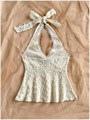 Женский летний топ без рукавов с кружевной отделкой и узлом спереди GORGLITTER, модель 2025 11257061