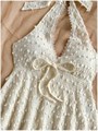 Женский летний топ без рукавов с кружевной отделкой и узлом спереди GORGLITTER, модель 2025 11257061