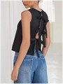 Модный летний топ Gorglitter без рукавов с открытой спиной и бантиками, 100% полиэстер 11242804
