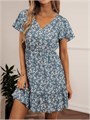 Летнее повседневное платье Milumia с цветочным принтом, V-образным вырезом и короткими рукавами 11307463