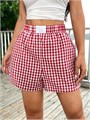 Женские клетчатые шорты SOLY HUX Y2k с эластичной талией, свободного кроя, идеальные для отдыха 11304295