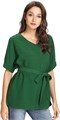 Блузка Milumia с короткими рукавами и V-образным вырезом, свободного кроя, 100% полиэстер, размеры S-XL 11297505