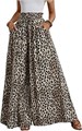 Широкие летние брюки с леопардовым принтом Verdusa с завышенной талией и карманами 11299308