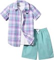Комплект для мальчиков от Soly Hux: клетчатая рубашка с коротким рукавом и шорты, из удобной ткани, 2 предмета 11304293
