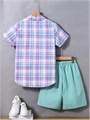 Комплект для мальчиков от Soly Hux: клетчатая рубашка с коротким рукавом и шорты, из удобной ткани, 2 предмета 11304293