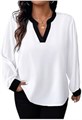 Женская блузка больших размеров Soly Hux с V-образным вырезом, длинными рукавами, в стиле колор-блок, повседневная 11308075