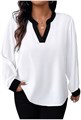 Женская блузка больших размеров Soly Hux с V-образным вырезом, длинными рукавами, в стиле колор-блок, повседневная 11308075