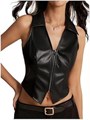 Женская кожаная жилетка Floerns на молнии, облегающего кроя, без рукавов для мотоциклетных вечеринок 11286493