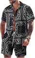 Мужской спортивный костюм GORGLITTER из 2 предметов с узором «пейсли» и шортами для отдыха, 100% полиэстер 11310474