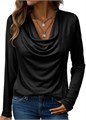Элегантный чёрный лонгслив для женщин от EVALESS с воротником-капюшоном, идеальная профессиональная одежда для работы 10023248
