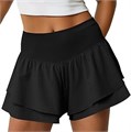 Спортивные шорты Fisoew с высокой талией и рюшами, 75% полиамид, 25% эластан, для бега и тренировок 11297031