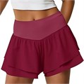 Спортивные шорты Fisoew с высокой талией и рюшами, 75% полиамид, 25% эластан, для бега и тренировок 11297031