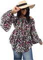 Стильная женская блузка большого размера Floerns с длинными рукавами, открытыми плечами, поясом и зебровым принтом 11250863