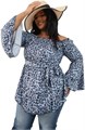Стильная женская блузка большого размера Floerns с длинными рукавами, открытыми плечами, поясом и зебровым принтом 11250863