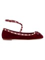 Балетки из велюра Valentino Garavani Rockstud с регулируемым ремешком и стразами с платиновым покрытием 11019333