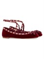 Балетки из велюра Valentino Garavani Rockstud с регулируемым ремешком и стразами с платиновым покрытием 11019333