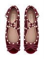Балетки из велюра Valentino Garavani Rockstud с регулируемым ремешком и стразами с платиновым покрытием 11019333