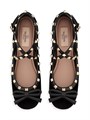 Балетки из велюра Valentino Garavani Rockstud с регулируемым ремешком и стразами с платиновым покрытием 11019333