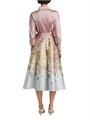 Цветное жаккардовое платье-рубашка Teri Jon с поясом и контрастной юбкой, 100% полиэстер 11020604